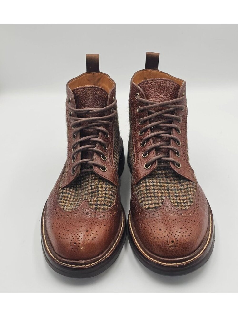 NWOB Taft Men's Brown Leather Tweed  The Boston Longwing Boots Size 9D 3654 - Picture 6 of 16